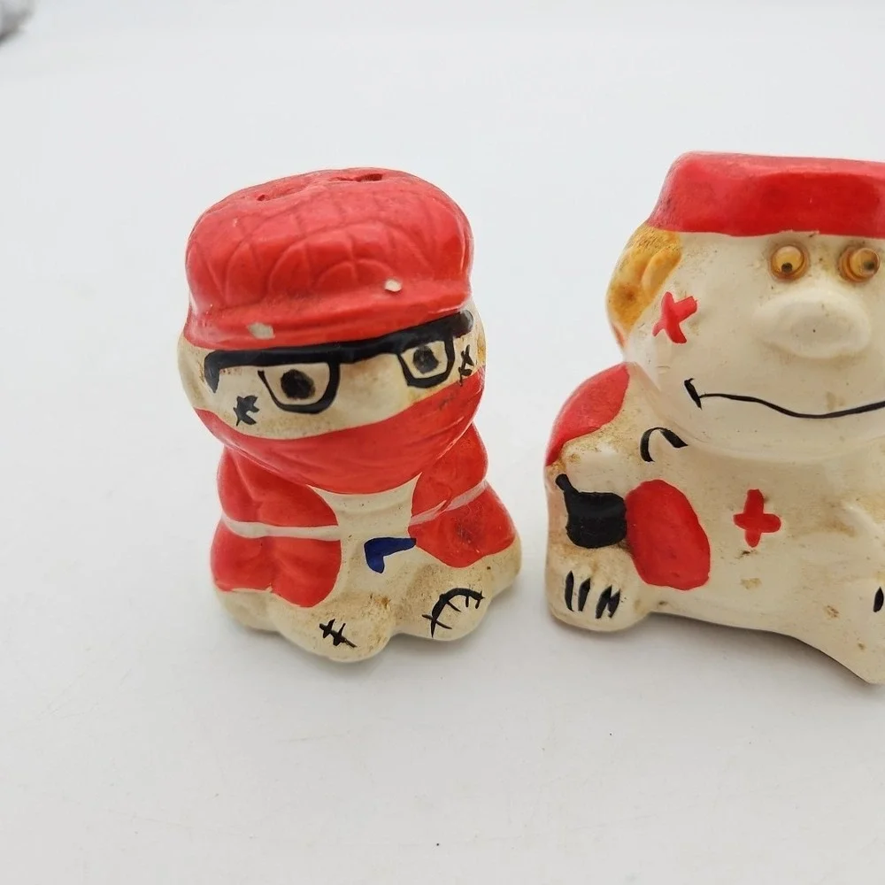 Vintage Salt And Pepper Shakers Funny Guys Ceramic Goofy‎ Handmade